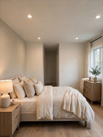 Rendering of a lower-level bedroom